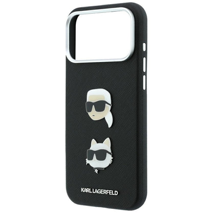 Maska za Apple iPhone 18 Pro Max / 17 Pro Max, Karl Lagerfeld, Saffiano s Karl & Choupette glavom i logotipom, Crna