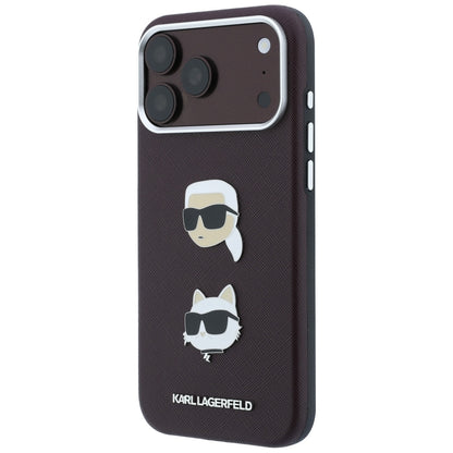 Maska za Apple iPhone 18 Pro Max / 17 Pro Max, Karl Lagerfeld, Saffiano s Karl & Choupette glavom i logotipom, tamnocrvena