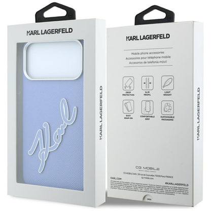 Maska za Apple iPhone 18 Pro Max / 17 Pro Max, Karl Lagerfeld, Smooth Big Resin Signature Logo, Plava