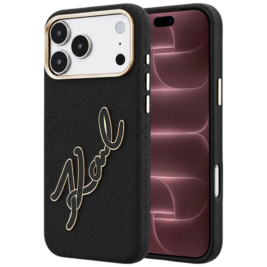 Maska za Apple iPhone 18 Pro Max / 17 Pro Max, Karl Lagerfeld, Smooth Big Resin Signature Logo, Crna