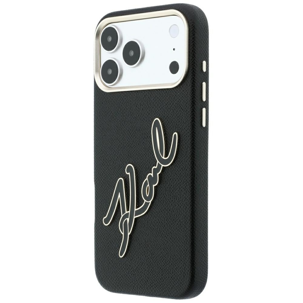 Maska za Apple iPhone 18 Pro Max / 17 Pro Max, Karl Lagerfeld, Smooth Big Resin Signature Logo, Crna