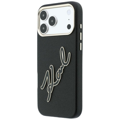 Maska za Apple iPhone 18 Pro Max / 17 Pro Max, Karl Lagerfeld, Smooth Big Resin Signature Logo, Crna