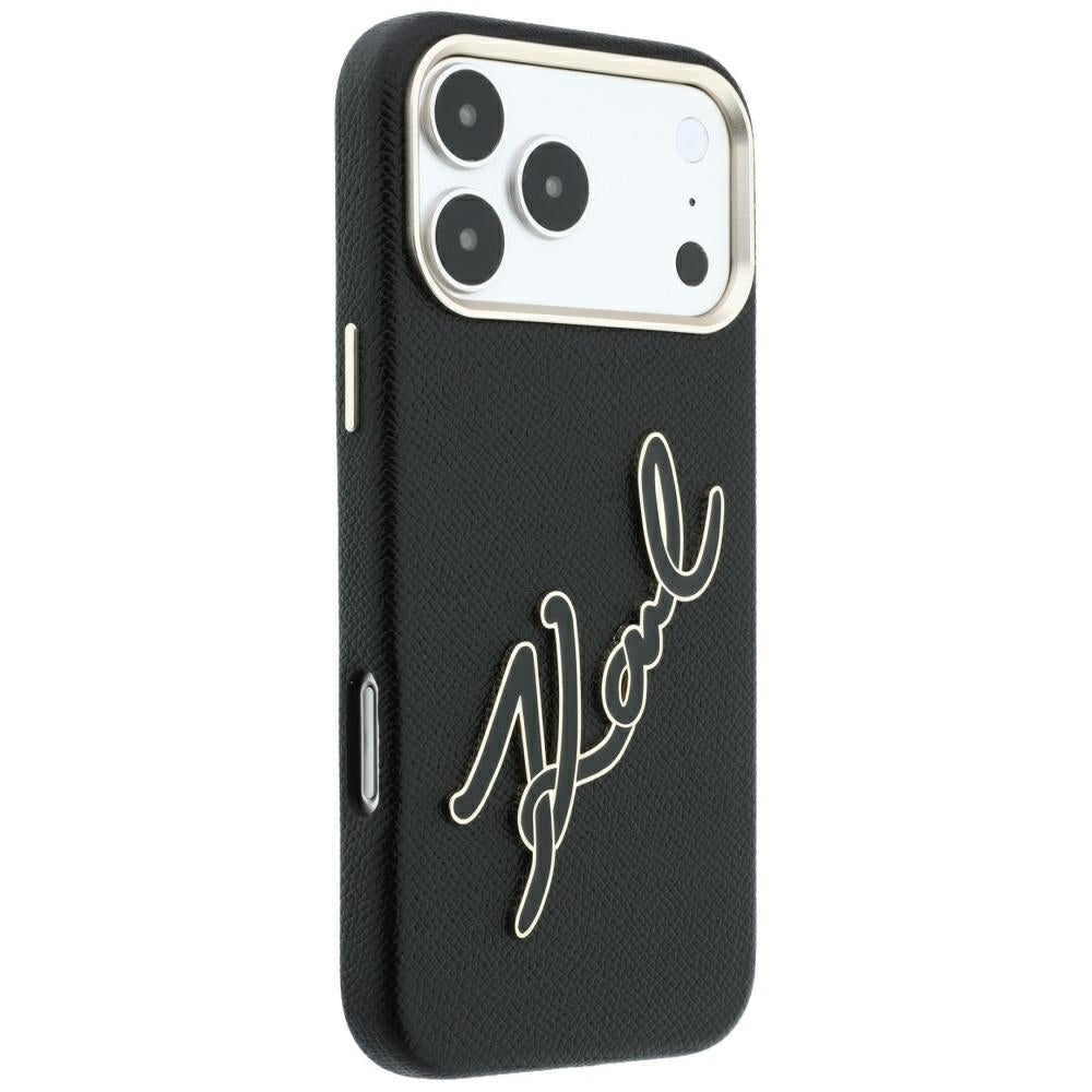 Maska za Apple iPhone 18 Pro Max / 17 Pro Max, Karl Lagerfeld, Smooth Big Resin Signature Logo, Crna