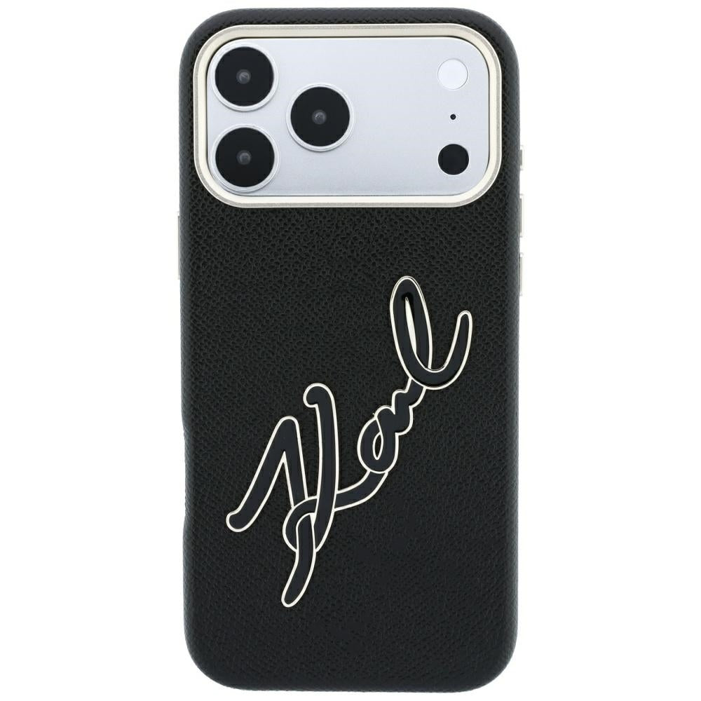 Maska za Apple iPhone 18 Pro Max / 17 Pro Max, Karl Lagerfeld, Smooth Big Resin Signature Logo, Crna