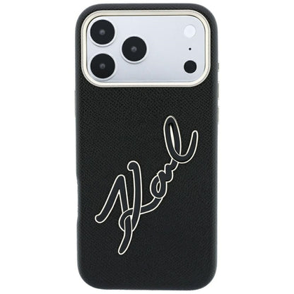 Maska za Apple iPhone 18 Pro Max / 17 Pro Max, Karl Lagerfeld, Smooth Big Resin Signature Logo, Crna
