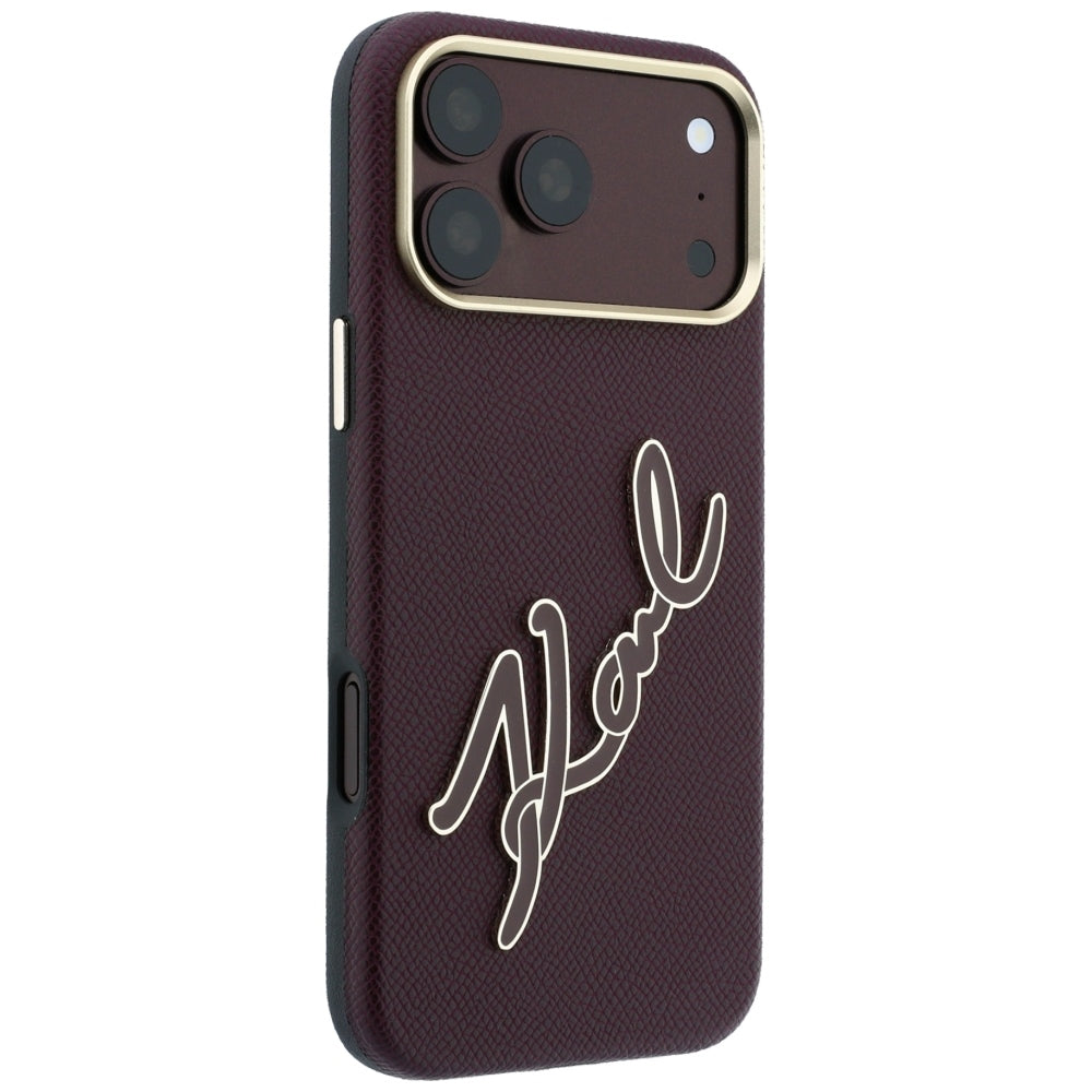 Maska za Apple iPhone 18 Pro Max / 17 Pro Max, Karl Lagerfeld, Smooth Big Resin Signature Logo, Bordo