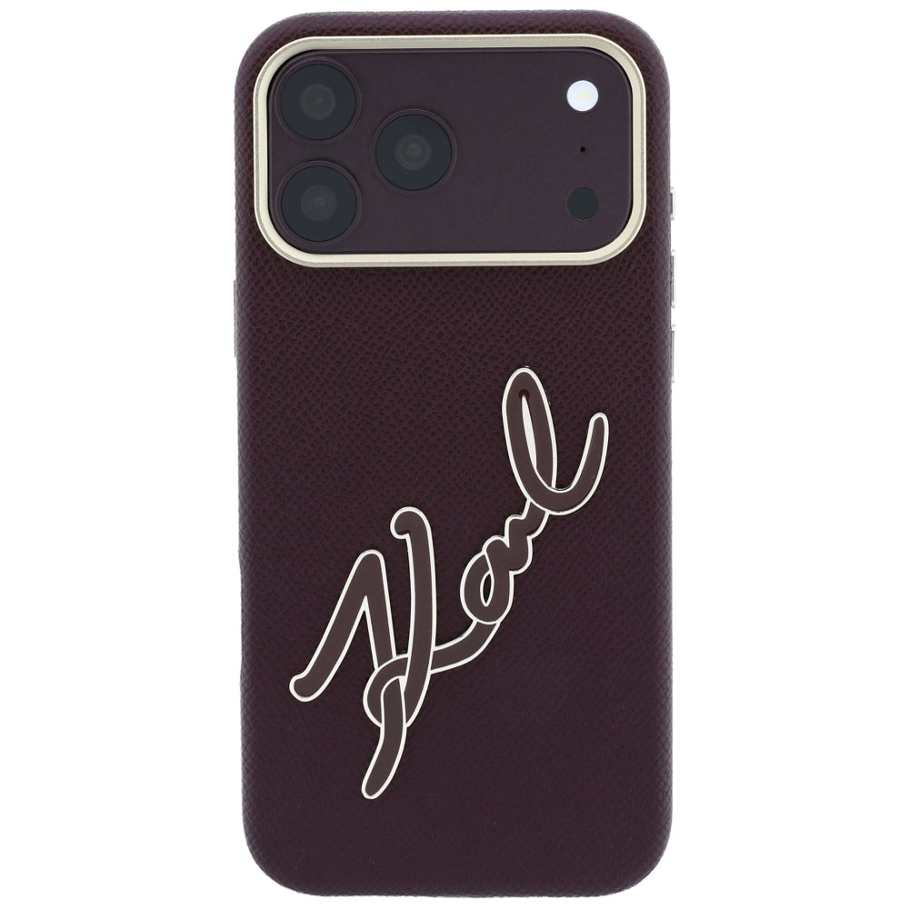 Maska za Apple iPhone 18 Pro Max / 17 Pro Max, Karl Lagerfeld, Smooth Big Resin Signature Logo, Bordo