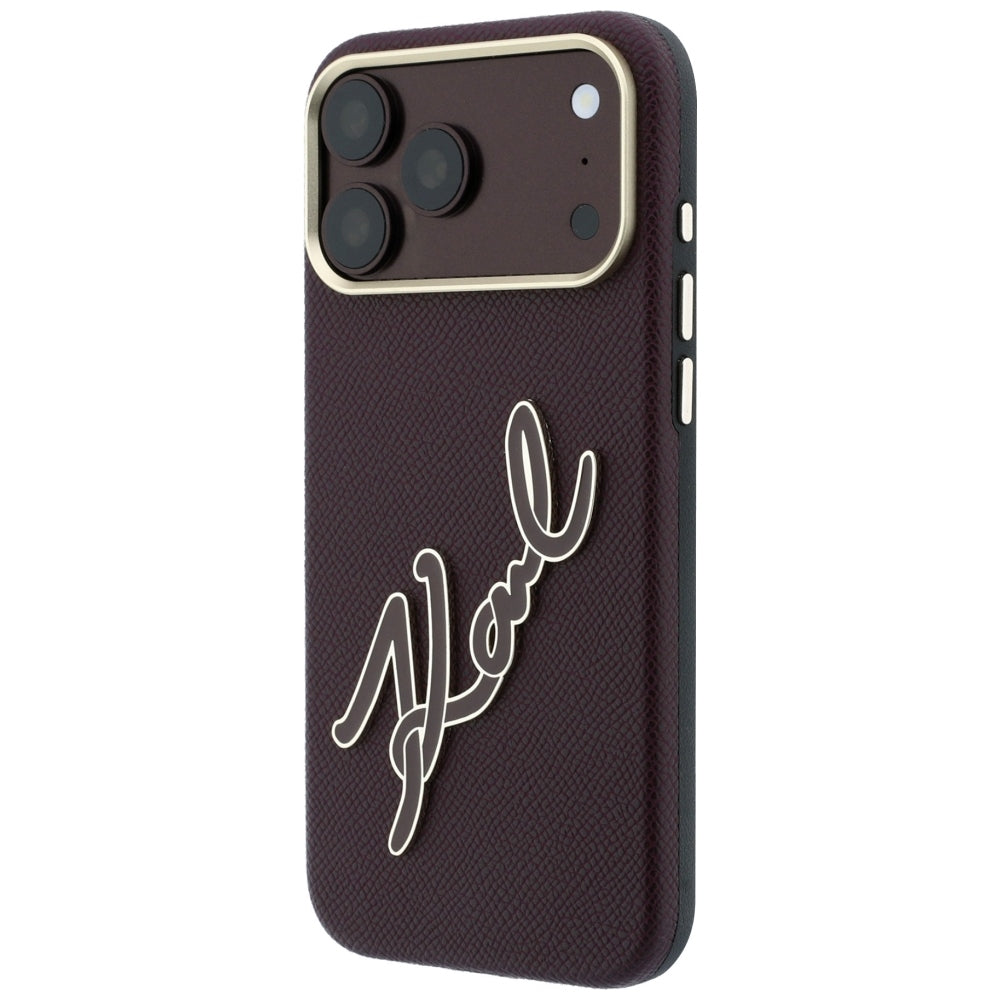 Maska za Apple iPhone 18 Pro Max / 17 Pro Max, Karl Lagerfeld, Smooth Big Resin Signature Logo, Bordo