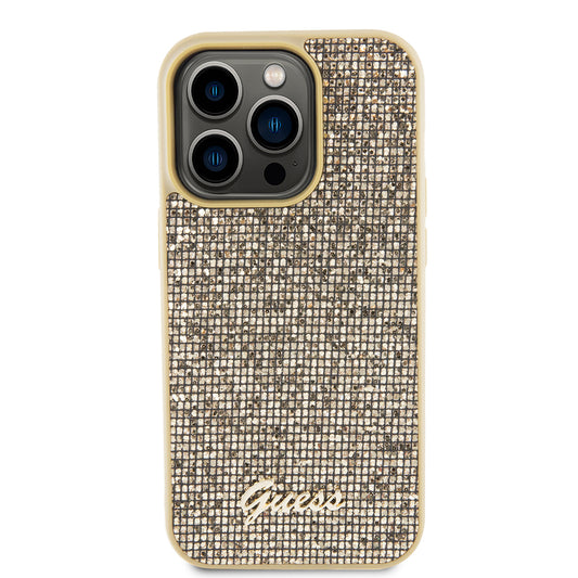 Futrola za Apple iPhone 15 Pro, Guess, PU Square Mirror Script Logo, Zlatna GUHCP15LPMSDGSD