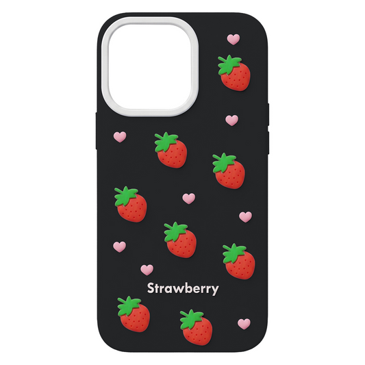 Maska za Apple iPhone 17 / 16, OEM, Strawberry, Crna