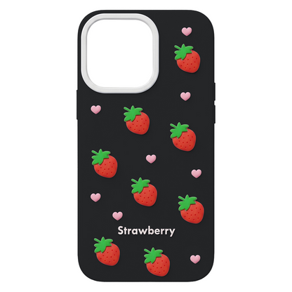 Maska za Apple iPhone 16 Pro, OEM, Strawberry, Crna
