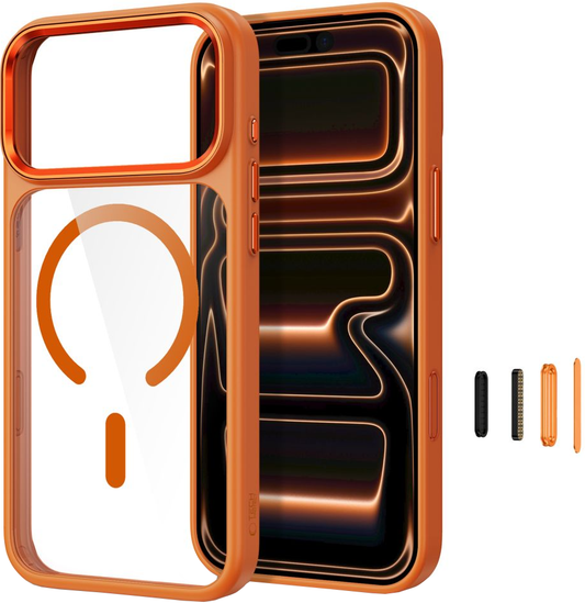 Maska za Apple iPhone 18 Pro / 17 Pro, Tech-Protect, Magmat CC, Prozirna Narančasta