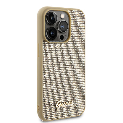 Futrola za Apple iPhone 15 Pro, Guess, PU Square Mirror Script Logo, Zlatna GUHCP15LPMSDGSD