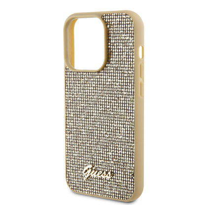 Futrola za Apple iPhone 15 Pro, Guess, PU Square Mirror Script Logo, Zlatna GUHCP15LPMSDGSD