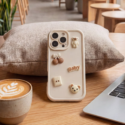 Maska za Apple iPhone 14, OEM, Ultra Trendy 3D Bear, Bež