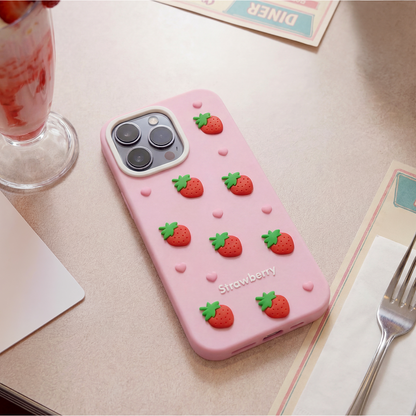 Maska za Apple iPhone 15 / 14 / 13, OEM, Strawberry, Roza