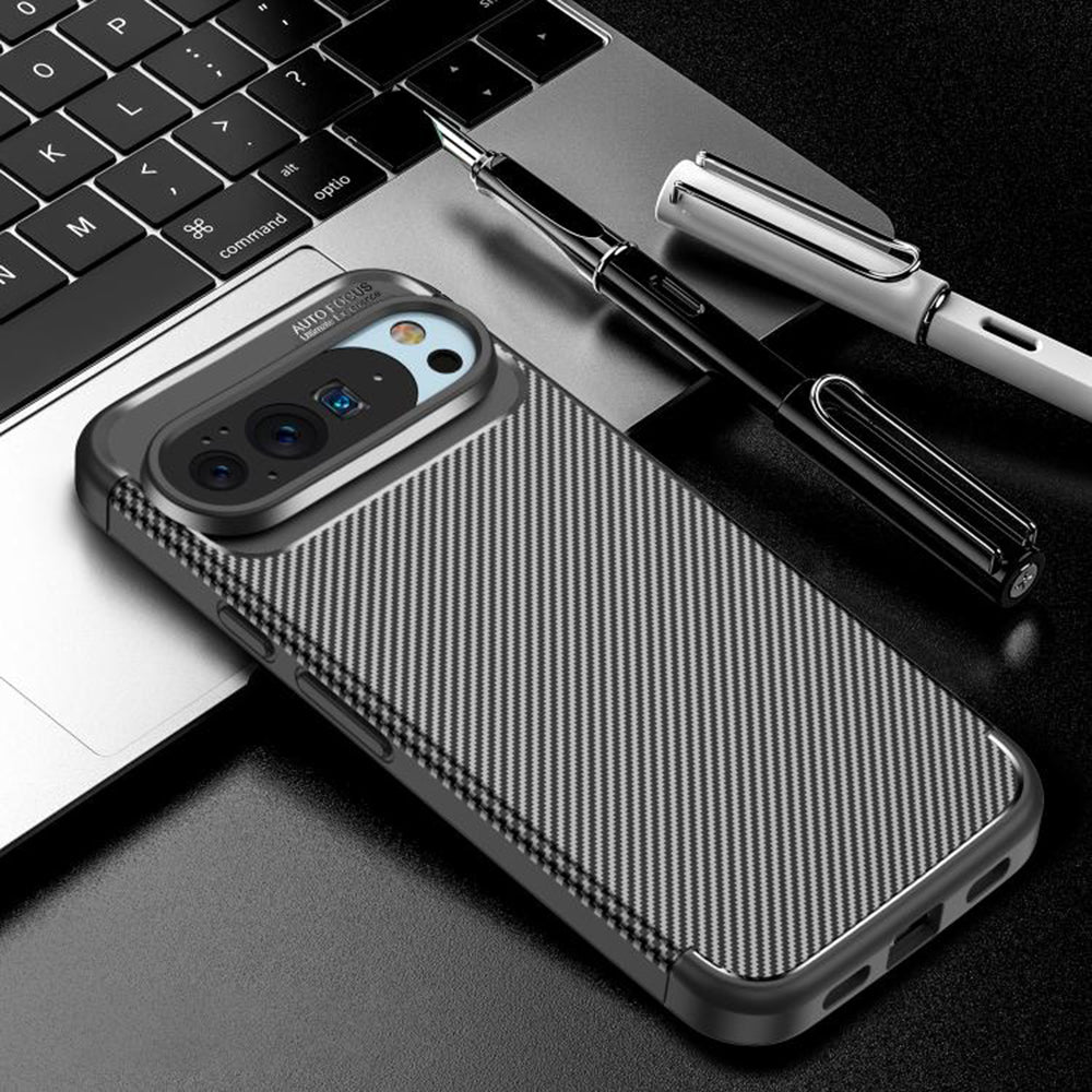 Maska za Google Pixel 10 Pro XL, Techsuit, CarbonFiber, Crna