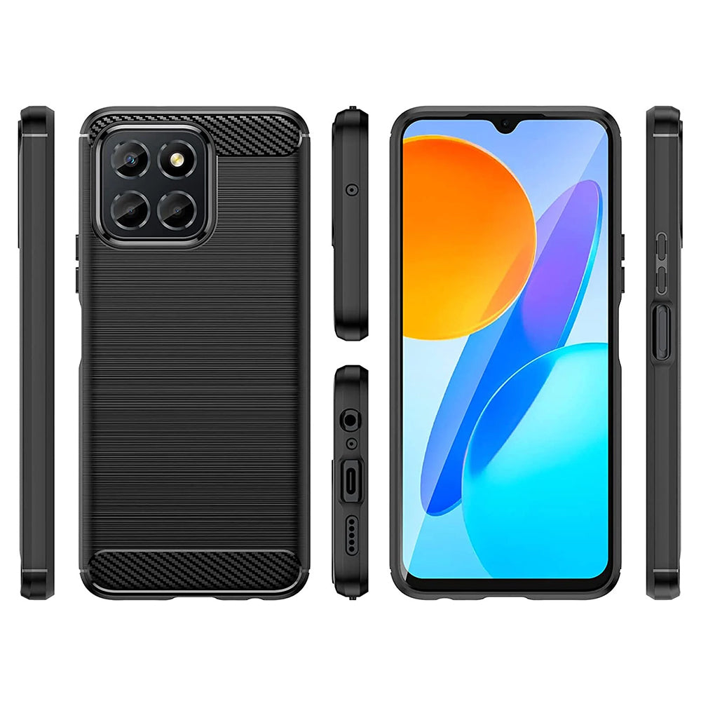 Maska za Honor 70 Lite / X6 / X8 5G, Techsuit, Karbon, Crna