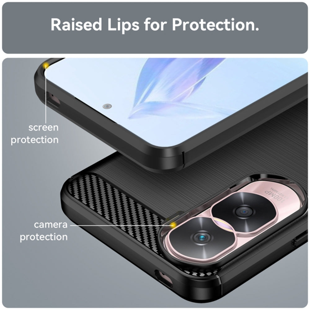 Maska za Honor 90 Lite, Techsuit, Karbon, Crna