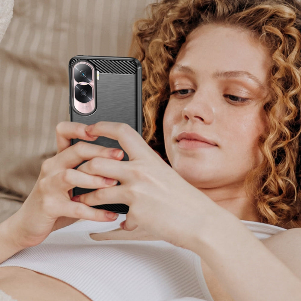 Maska za Honor 90 Lite, Techsuit, Karbon, Crna