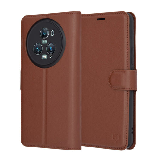 Futrola za Honor Magic5 Pro, Techsuit, Kožna Folio, Smeđa