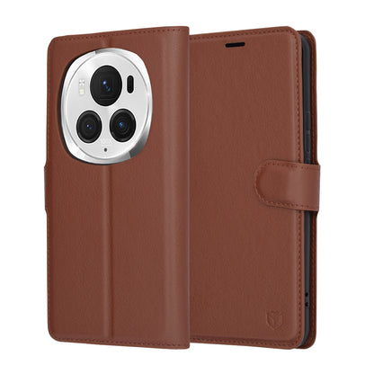 Futrola za Honor Magic6 Pro, Techsuit, Kožna Folio, Smeđa