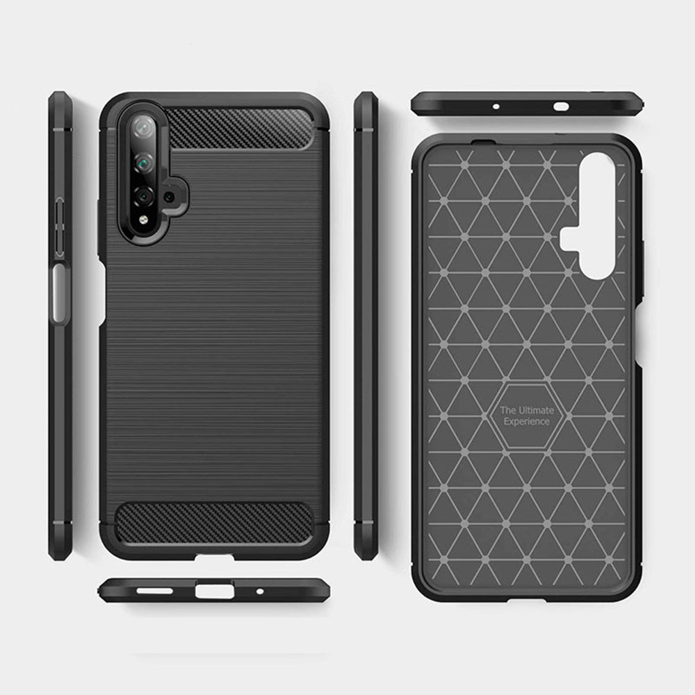 Maska za Huawei nova 5T / Honor 20, Techsuit, Karbon, Crna