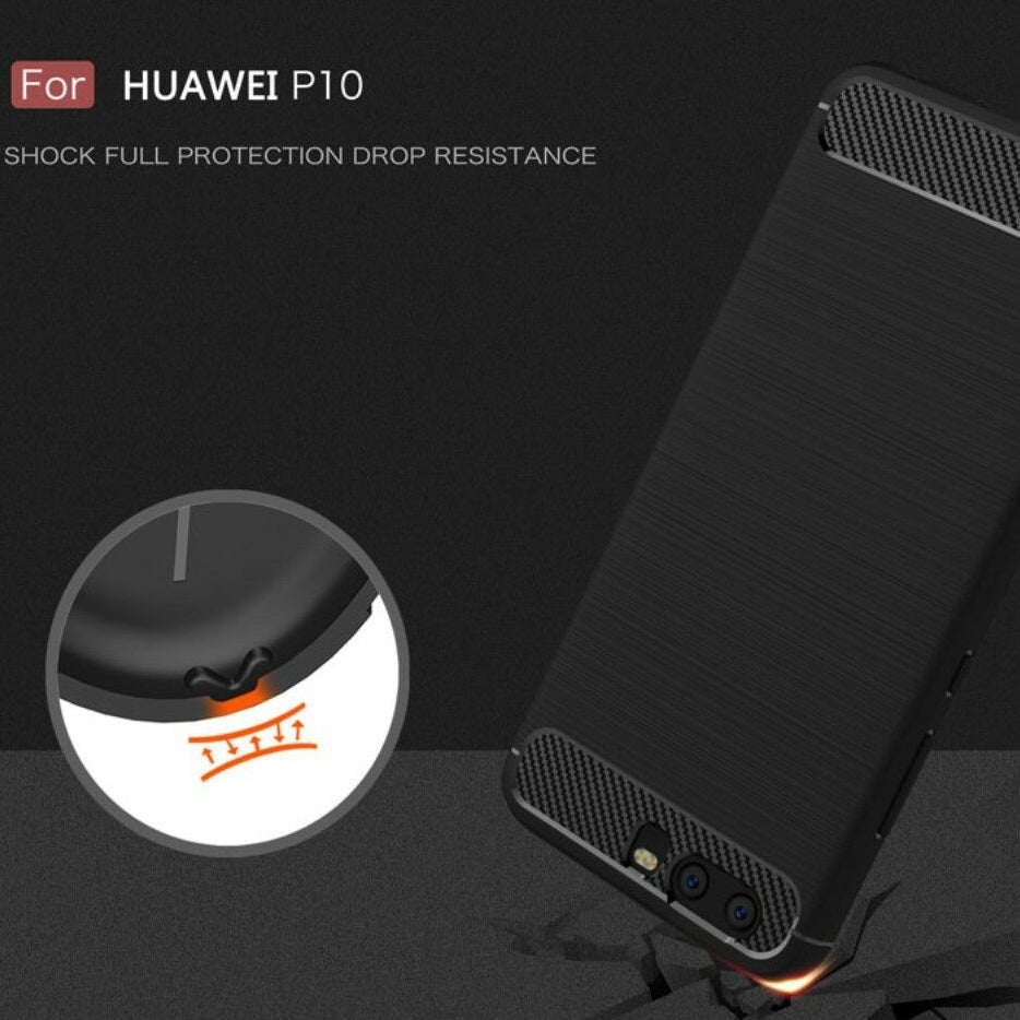 Maska za Huawei P10, Techsuit, Karbon, Crna