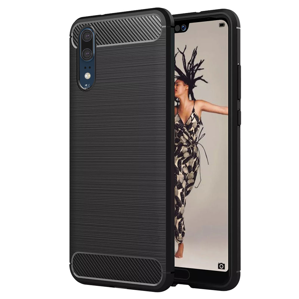 Maska za Huawei P20, Techsuit, Karbon, Crna