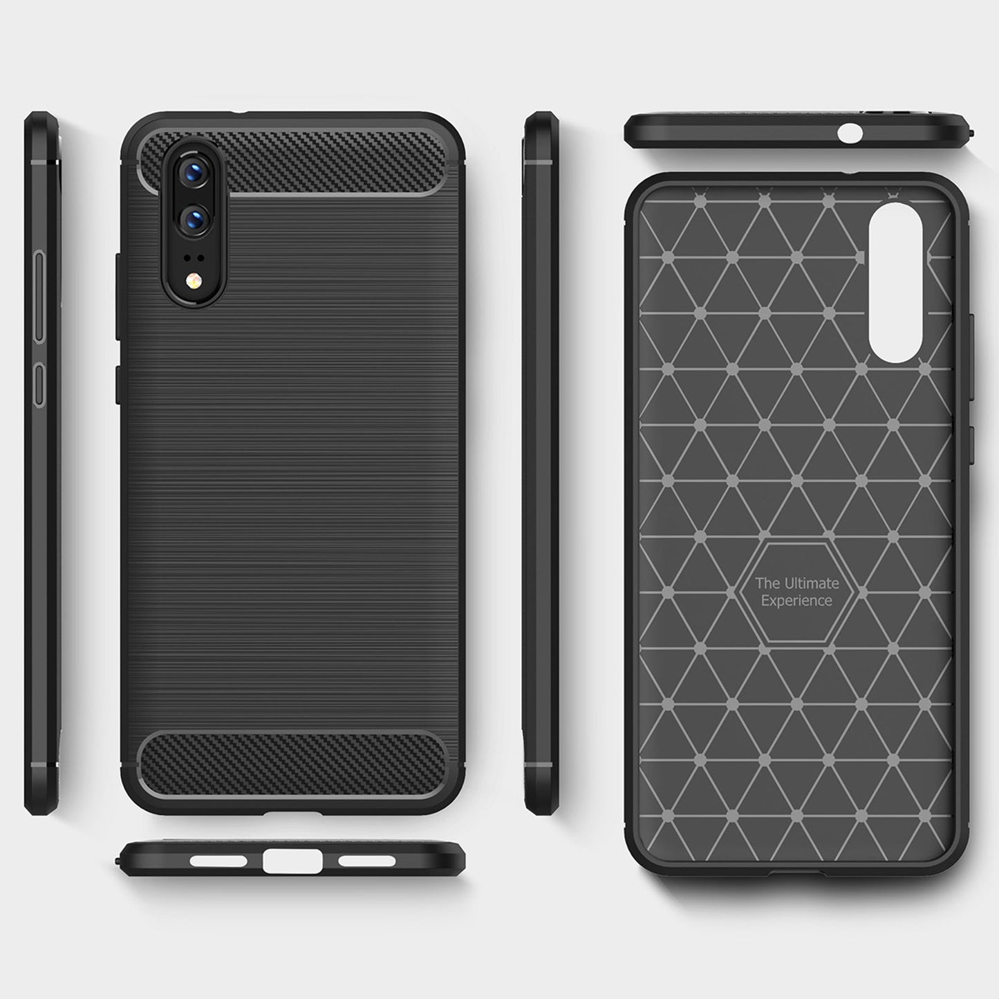 Maska za Huawei P20, Techsuit, Karbon, Crna