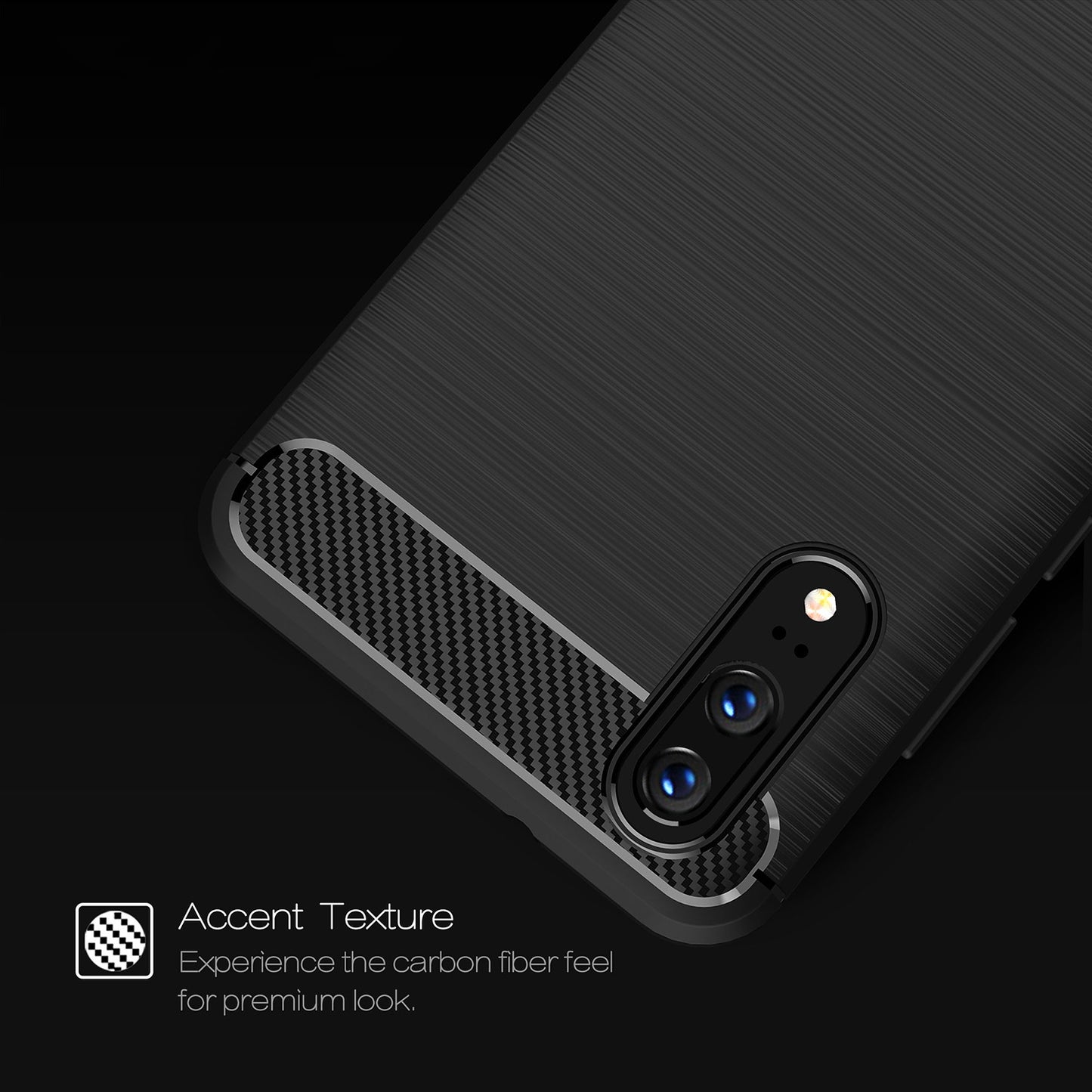 Maska za Huawei P20, Techsuit, Karbon, Crna