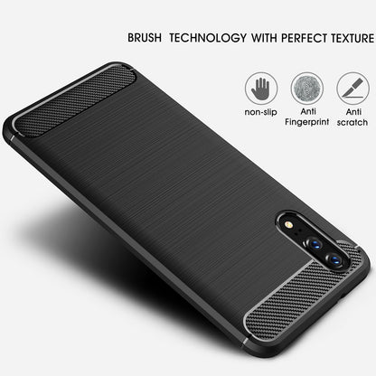 Maska za Huawei P20, Techsuit, Karbon, Crna