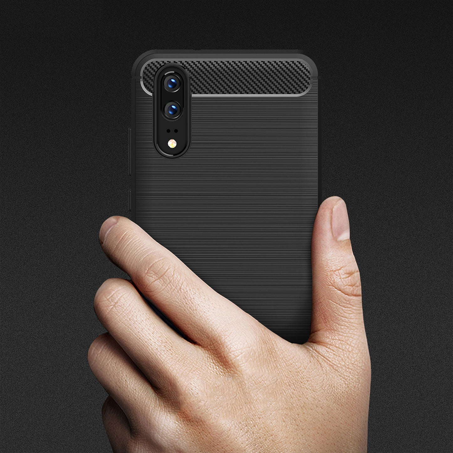 Maska za Huawei P20, Techsuit, Karbon, Crna