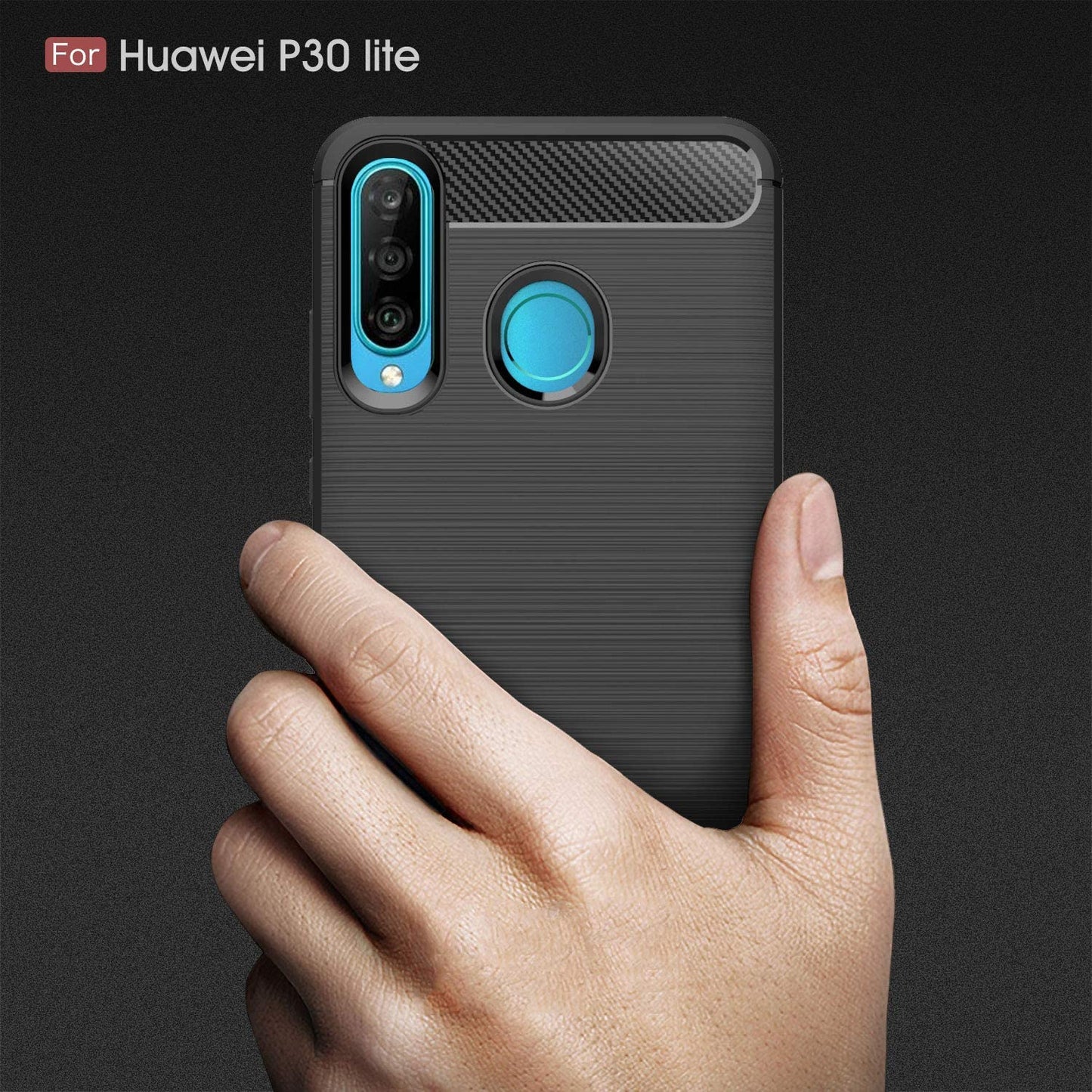 Maska za Huawei P30 lite New Edition / P30 lite, Techsuit, Karbon, Crna
