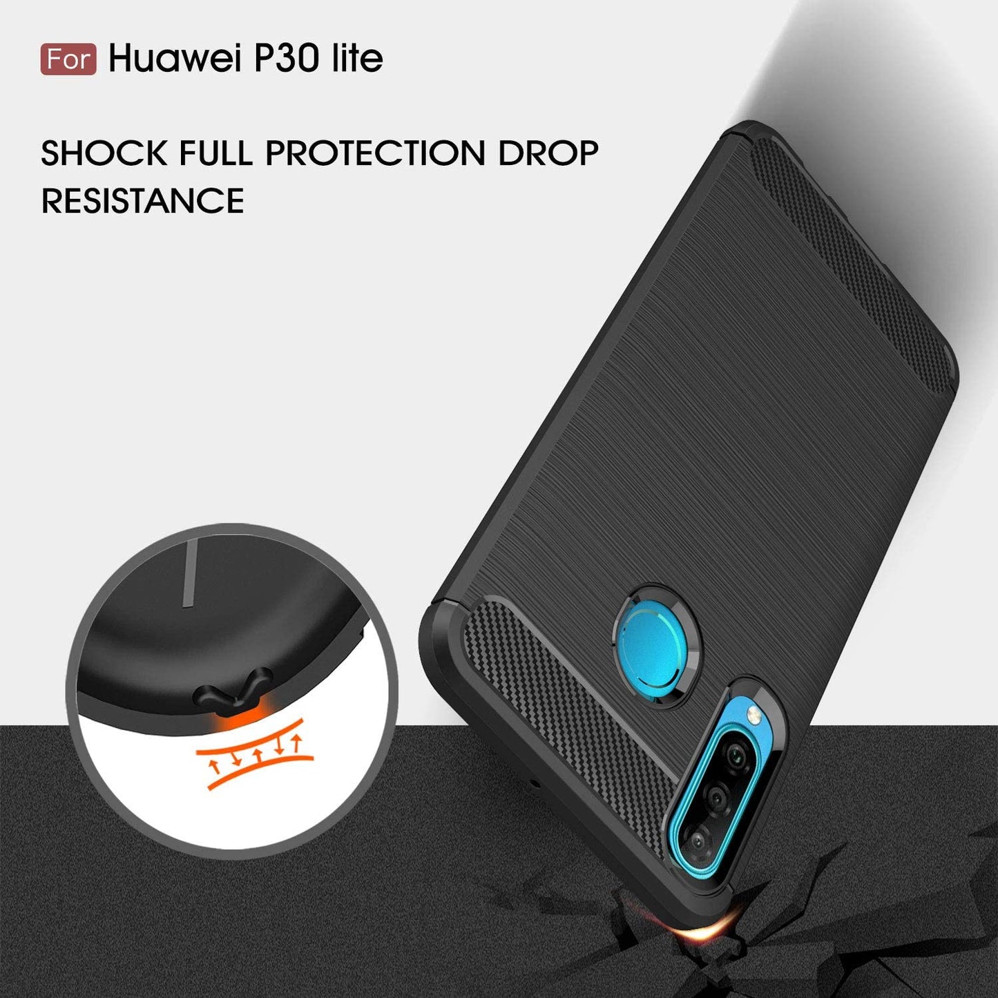 Maska za Huawei P30 lite New Edition / P30 lite, Techsuit, Karbon, Crna