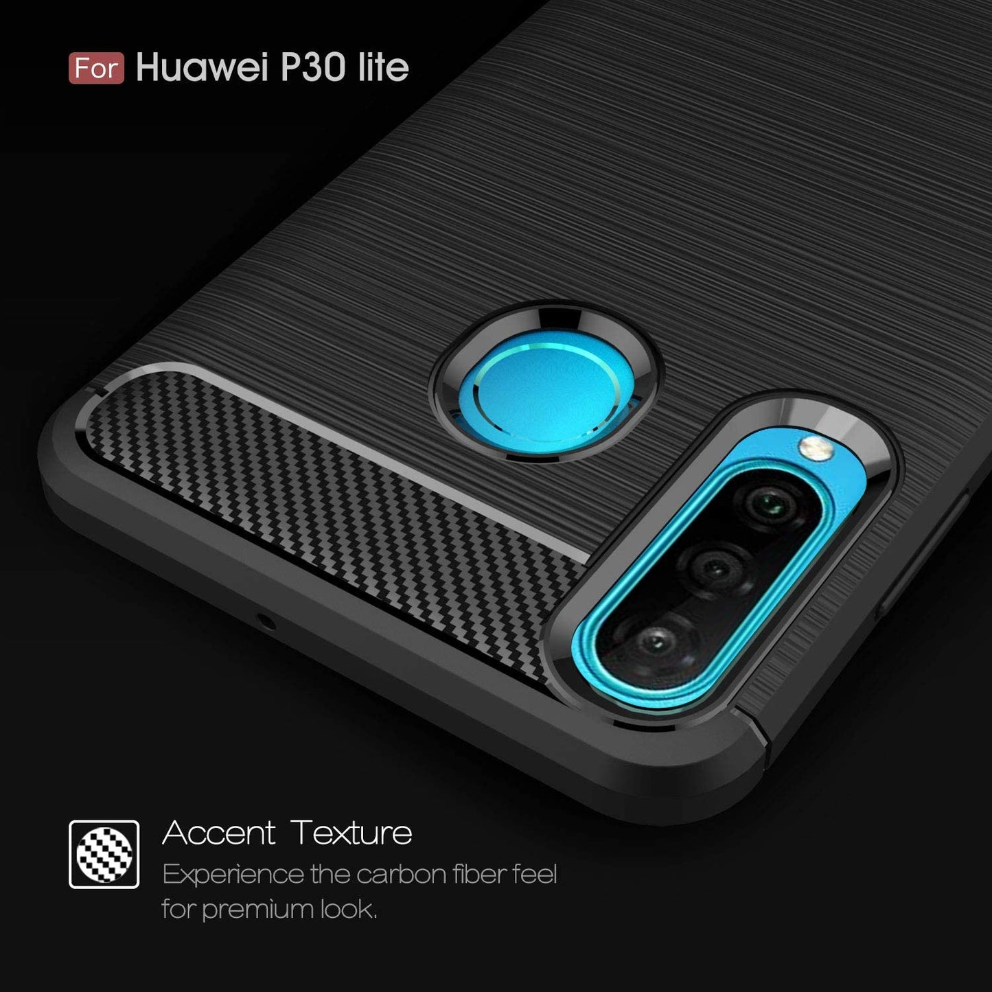 Maska za Huawei P30 lite New Edition / P30 lite, Techsuit, Karbon, Crna