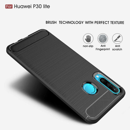 Maska za Huawei P30 lite New Edition / P30 lite, Techsuit, Karbon, Crna