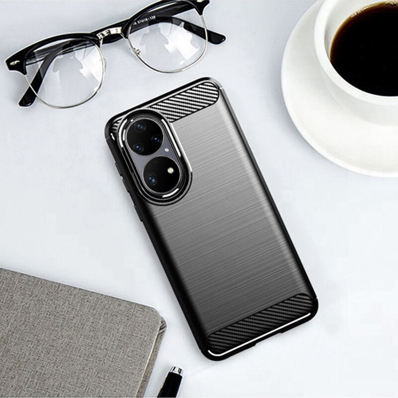 Maska za Huawei P50 Pro, Techsuit, Karbon, Crna
