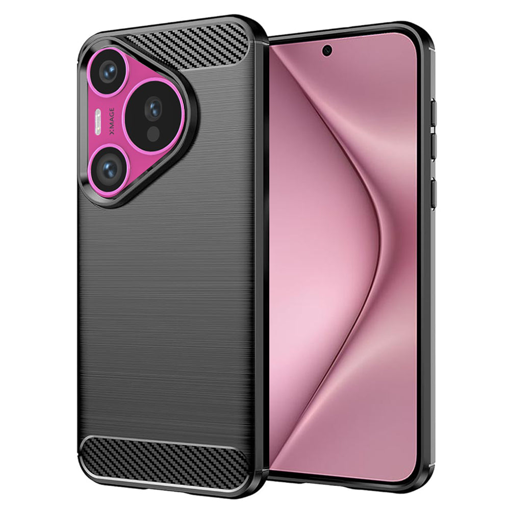 Maska za Huawei Pura 70, Techsuit, Karbon, Crna