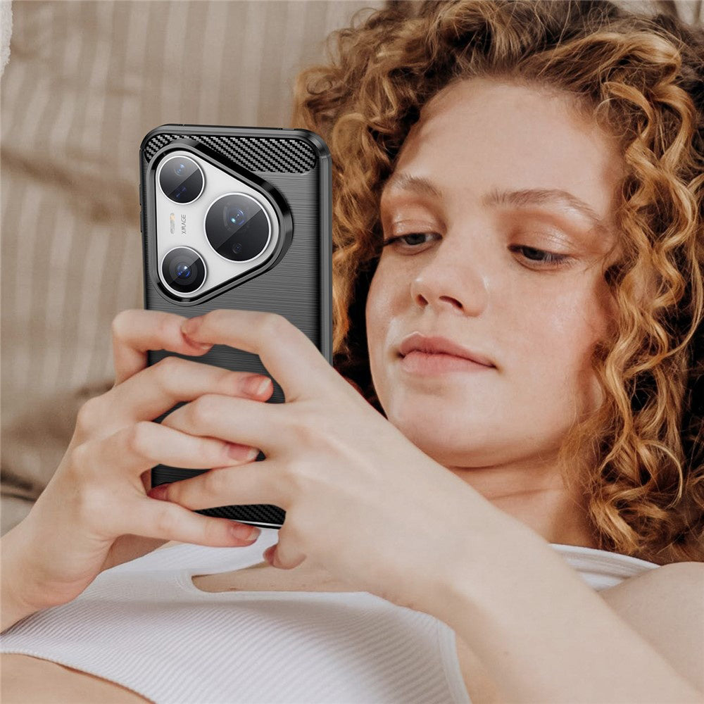 Maska za Huawei Pura 80 Pro / Pura 80 Ultra, Techsuit, Karbon, Crna