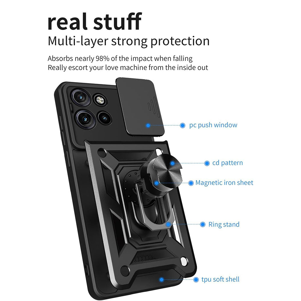 Maska za Motorola Edge 50, Techsuit, CamShield, Crna