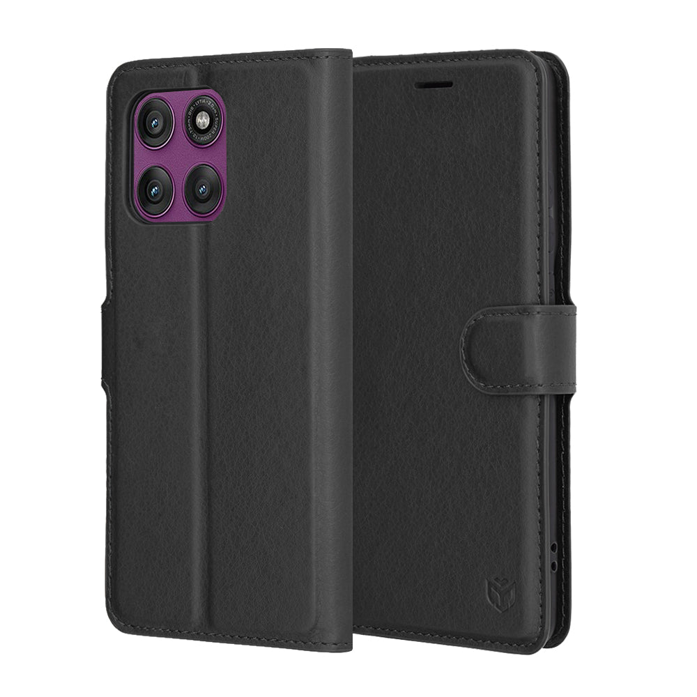 Futrola za Motorola Edge 60 Pro, Techsuit, Kožna Folio, Crna