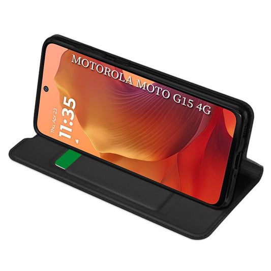 Maska za Motorola Moto G15 / G15 Power, Techsuit, Magskin Book, Crna