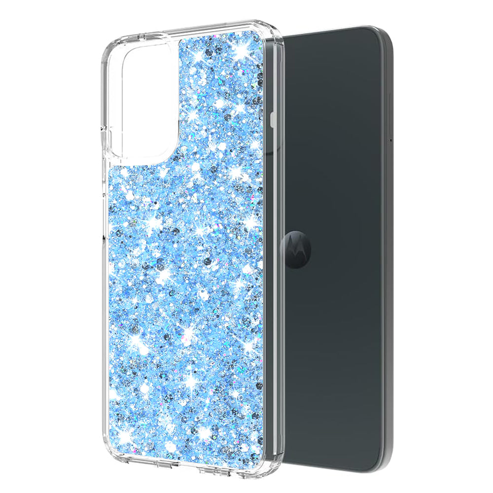 Maska za Motorola Moto G45 / G34, Techsuit, Sjajni Glitter, Plava