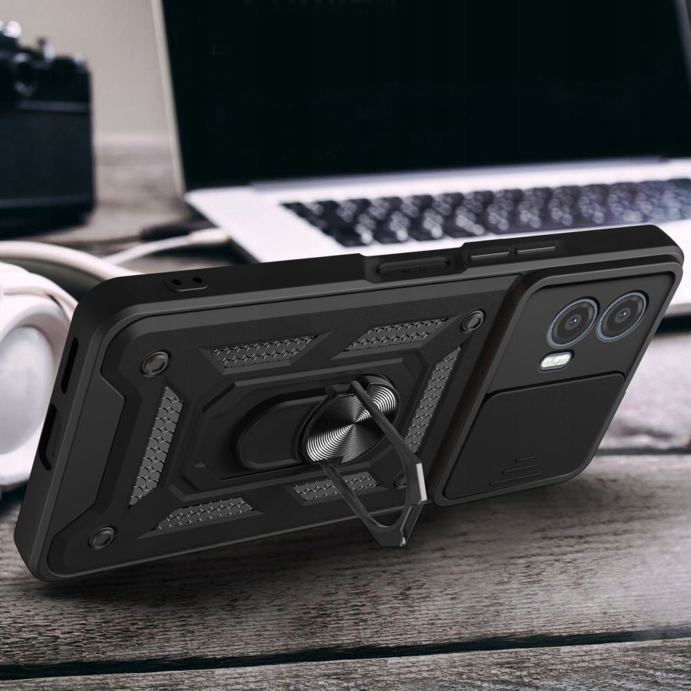 Maska za Motorola Moto G73, Techsuit, CamShield, Crna