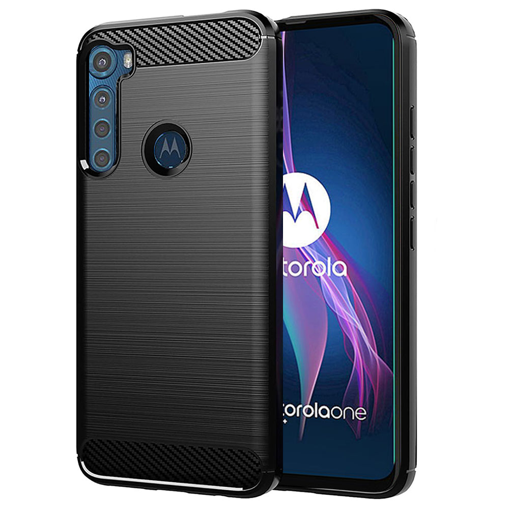 Maska za Motorola One Fusion+, Techsuit, Karbon, Crna