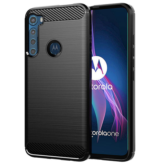 Maska za Motorola One Fusion+, Techsuit, Karbon, Crna