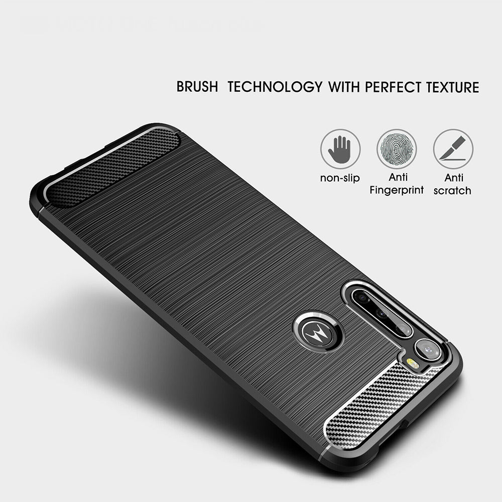 Maska za Motorola One Fusion+, Techsuit, Karbon, Crna