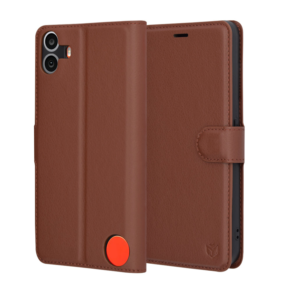 Futrola za Nothing CMF Phone 1, Techsuit, Kožna Folio, Smeđa