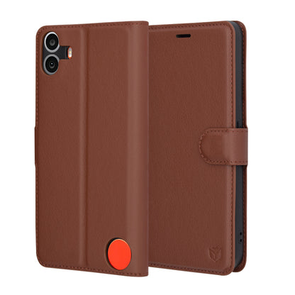 Futrola za Nothing CMF Phone 1, Techsuit, Kožna Folio, Smeđa